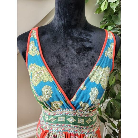 Angle Women's Multicolor Rayon V-Neck Sleeveless Casual Long Maxi Dress Size S - Picture 6 of 10